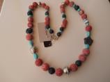 Collana in Corallo, Lava, Turchesi